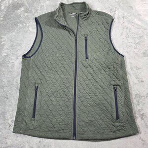 J Crew Vest Mens Large Green Quilted Full Zip Preppy Golf Casual Jacket